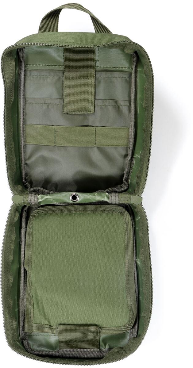 Taktisk MOLLE-veske oliv 600D polyester 14x20,5x10 cm med avtakbart sanitetstegn