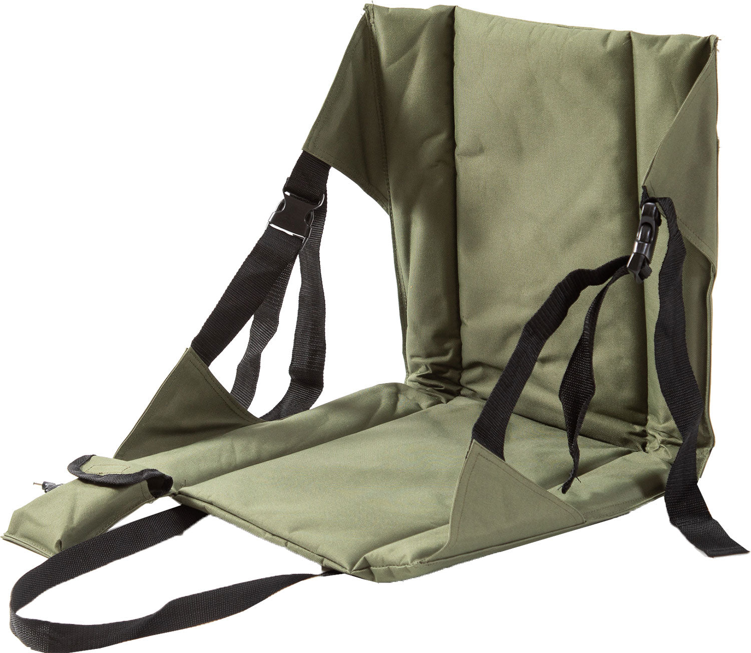 Back Up oppvarmbart sete med ryggstøtte khaki sett forfra