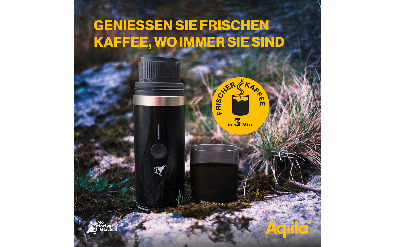Bærbar kaffemaskin for kapsler og malt kaffe med batteri - Aqiila