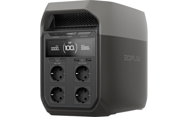 Bærbar kraftstasjon Delta 3 1024 Wh 1800 W bakside