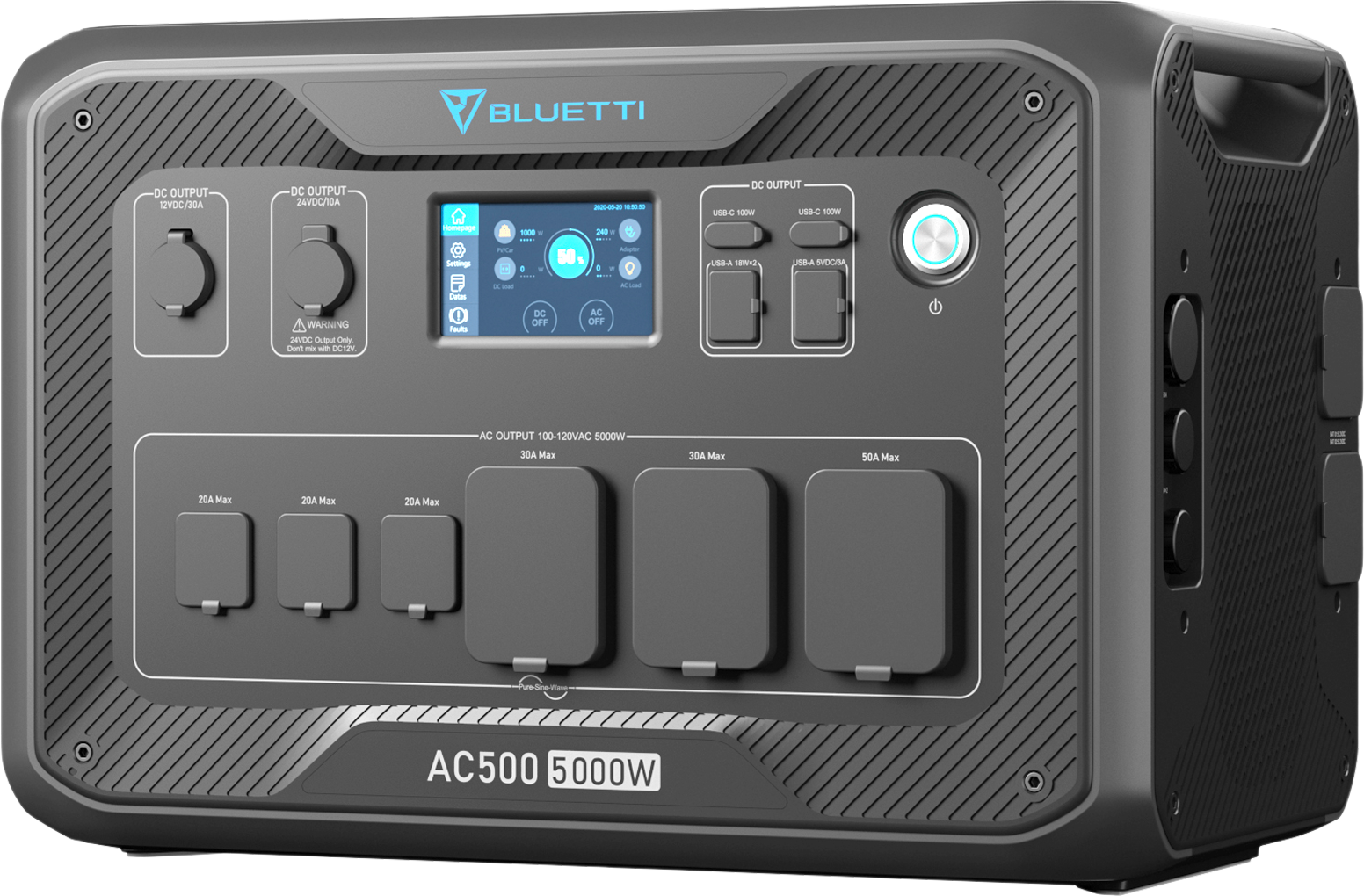 Bærbar powerstation AC500 5000 W vekselretter modulær - Bluetti forfra