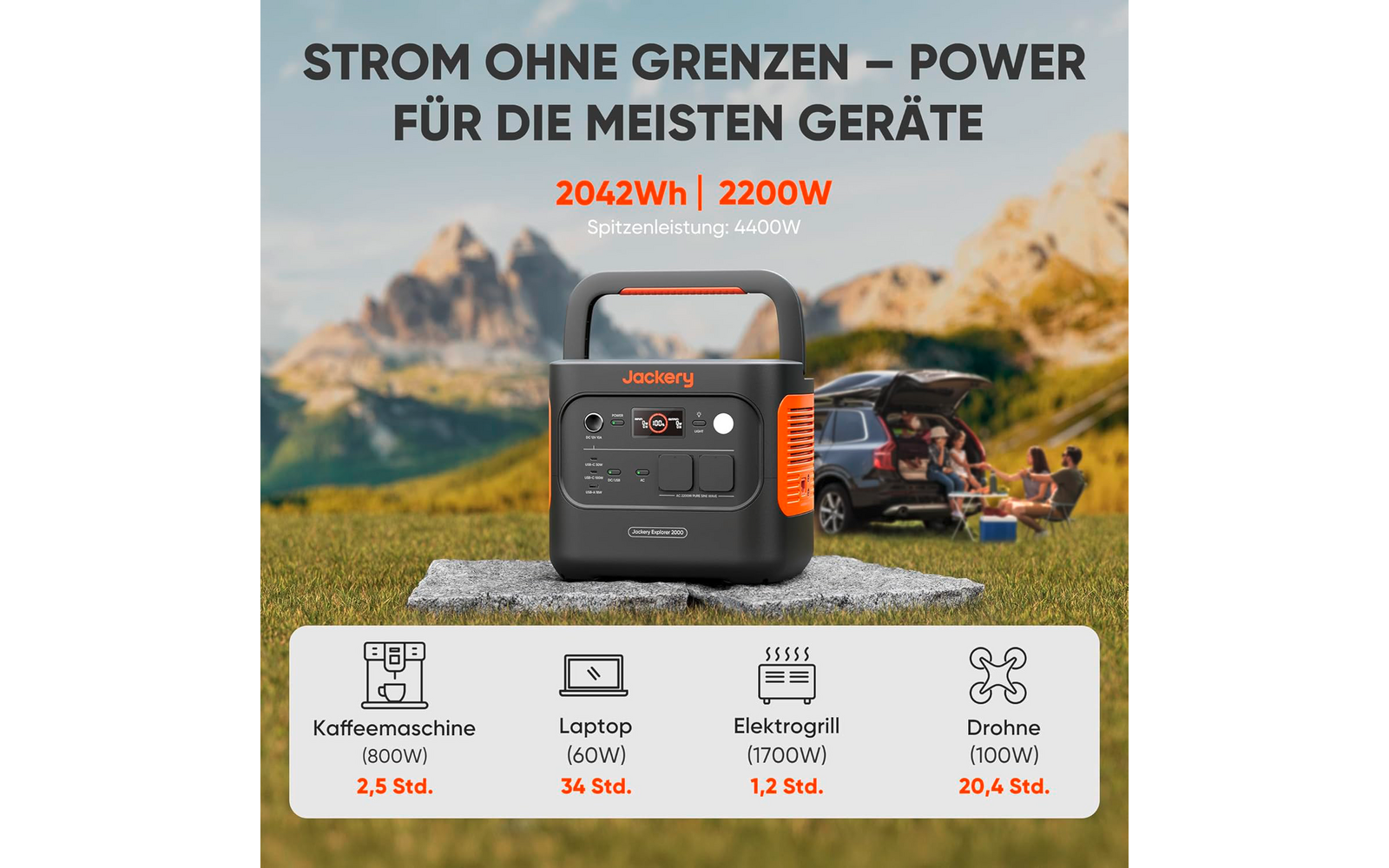 Bærbar powerstation Explorer 2000 v2 bakside