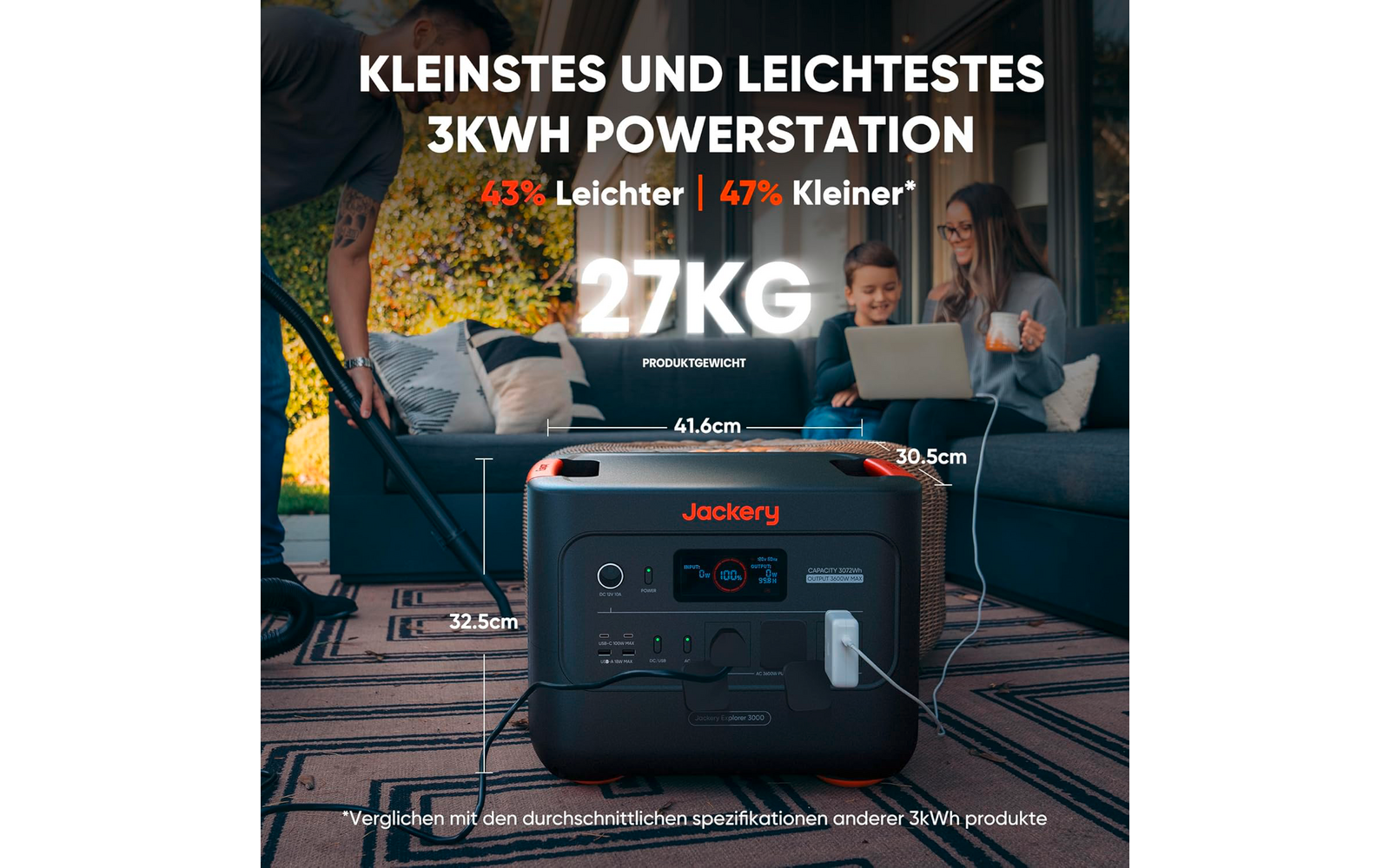Bærbar powerstation Explorer 3000 v2 montert på campingplass