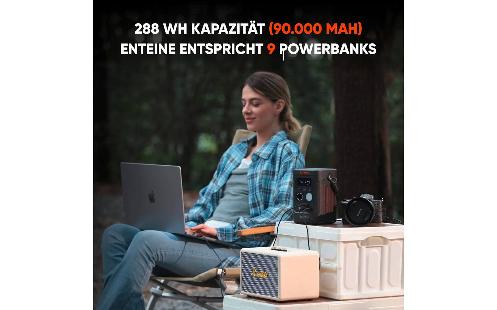 Detalj av ladeindikator på Bærbar powerstation Explorer 300D