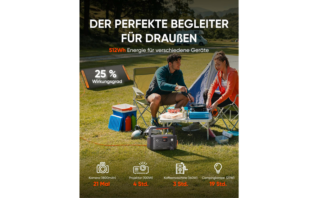Nærbilde av koblinger på Bærbar powerstation Explorer 500 v2 512 Wh 500 W LiFePO4
