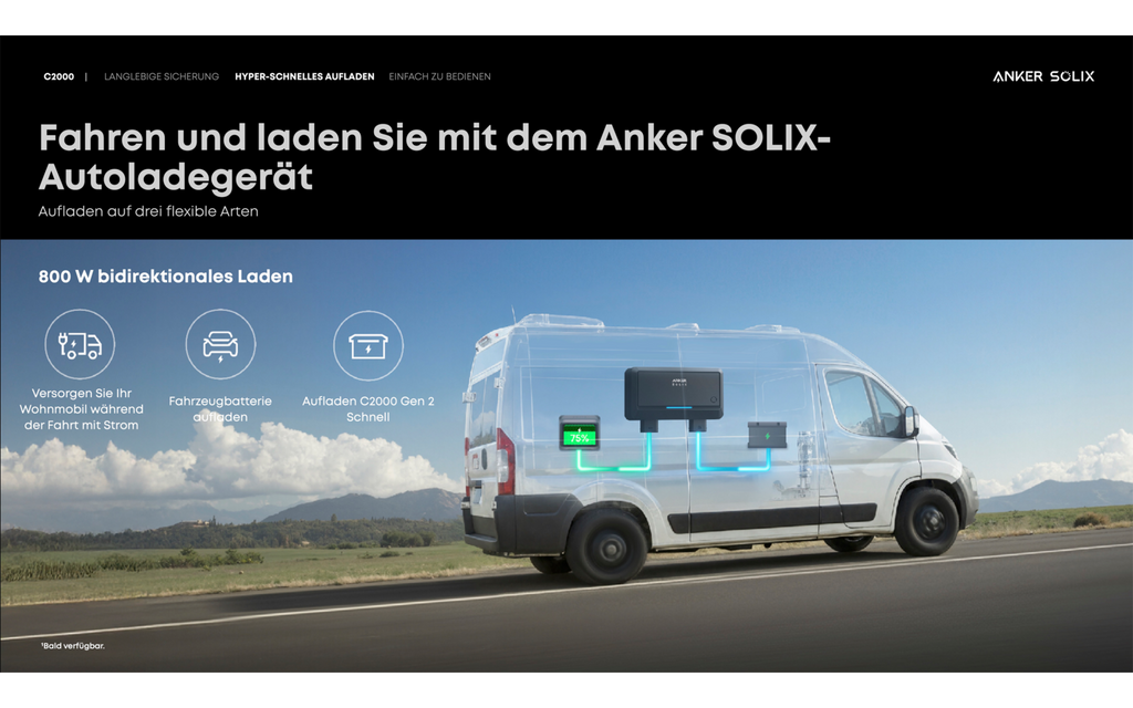 Bærbar powerstation Solix C2000 Gen 2 med solarpanel tilkoblet