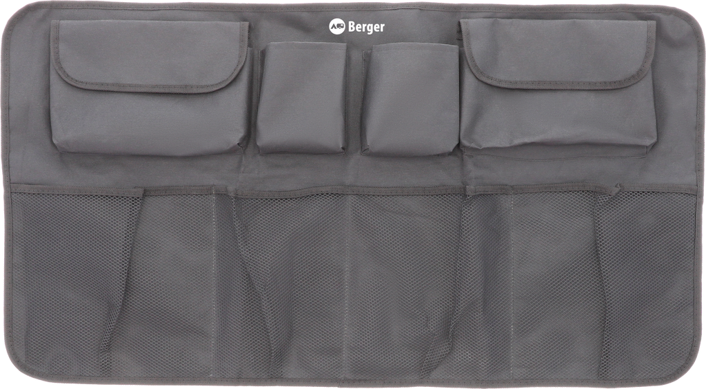 Bagasjeromorganiser for baksete 90x46 cm med 8 lommer forfra