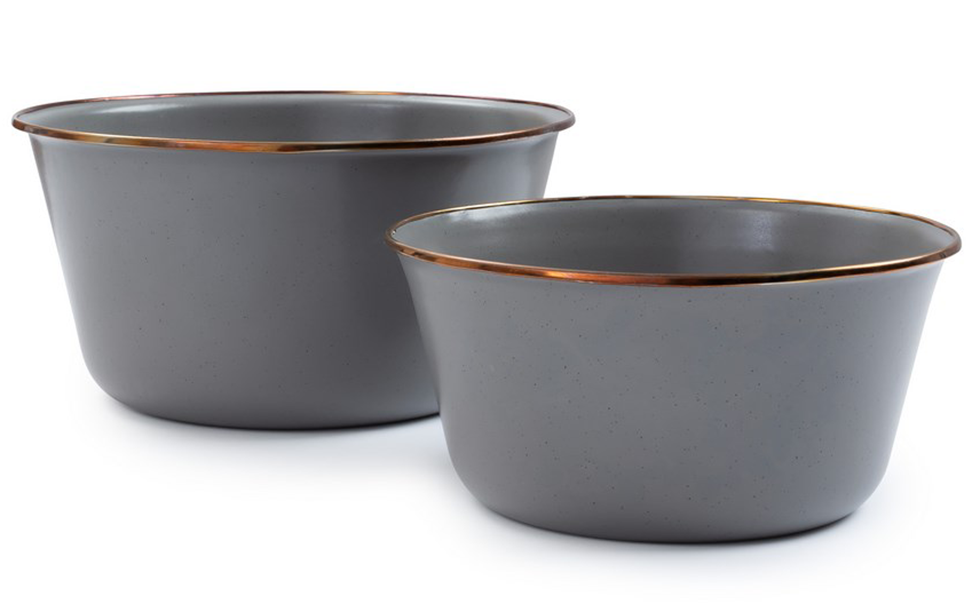 Bakebolle sett 2-deler emaljert Ø 22 og 26 cm, grå - Barebones forfra