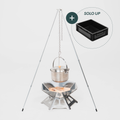 Bålpanne med grill, trefot og Eurobox 3,8 kg - Boxio Fire Bundle forfra
