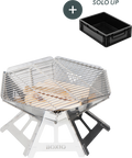 Bålpanne med grillrist og Solo Up Eurobox 2,25 kg - Boxio Fire forfra