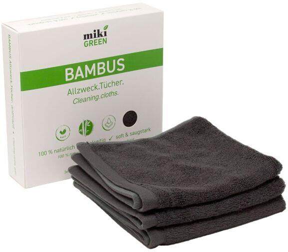 Bambuskluter 3-pack antrasitt 33x33 cm mikiGREEN bakside
