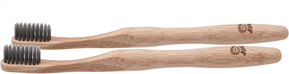 Bambustannbørste ergonomisk 2-pk veganske børster 19 cm forfra