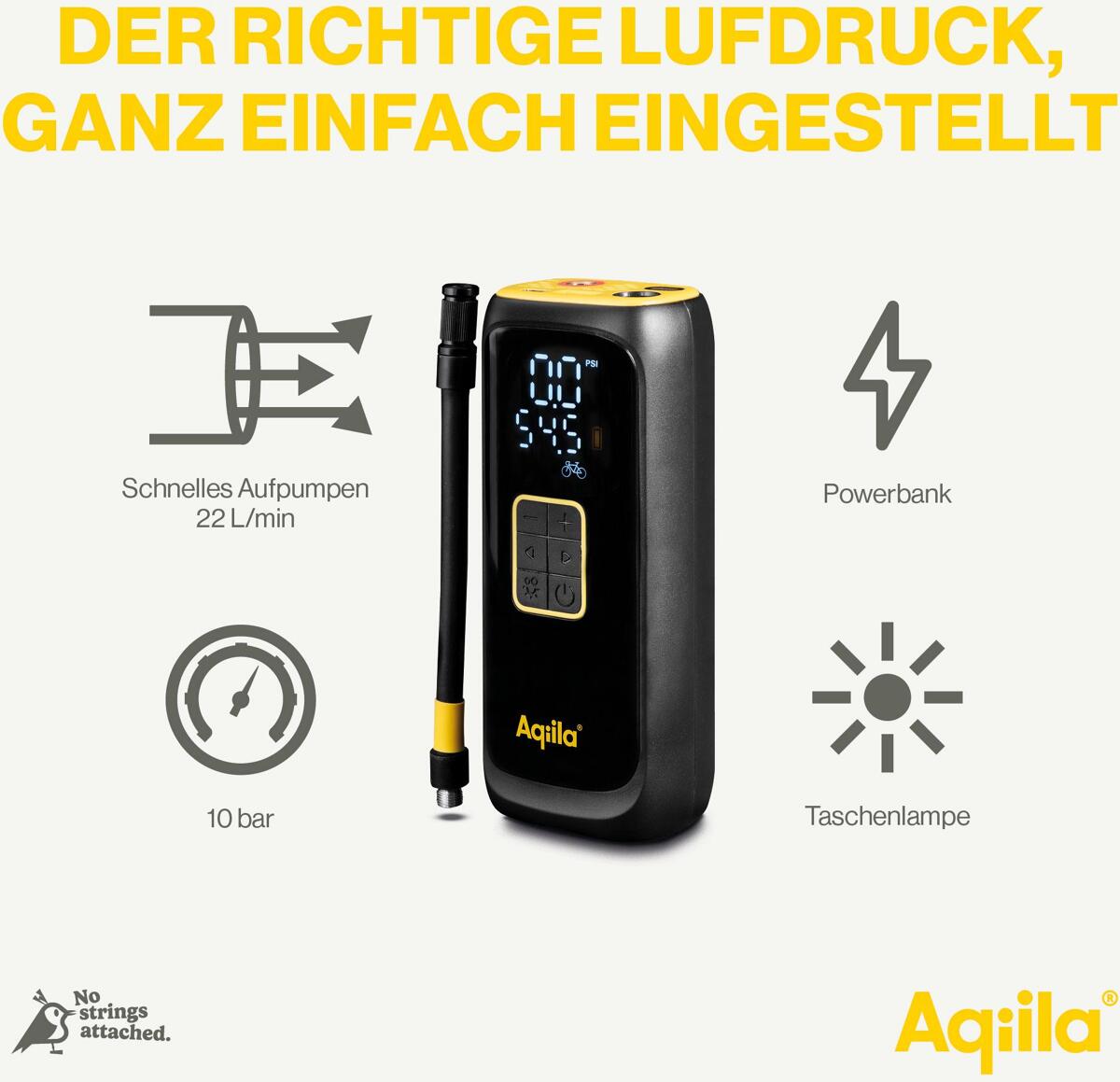 Detalj av LCD-display på Bærbar kompressor Airbird C4 150 PSI med powerbank og LED