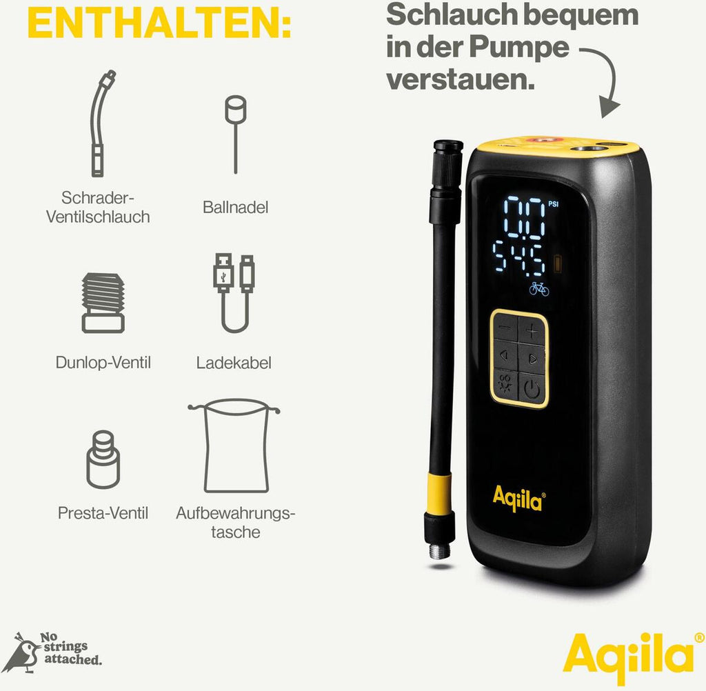 Bærbar kompressor Airbird C4 150 PSI med powerbank og LED montert på sykkeldekk