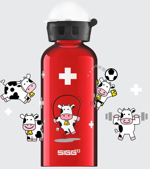 Barnedrikkeflaske i aluminium 400 ml KBT Funny Cows bakside