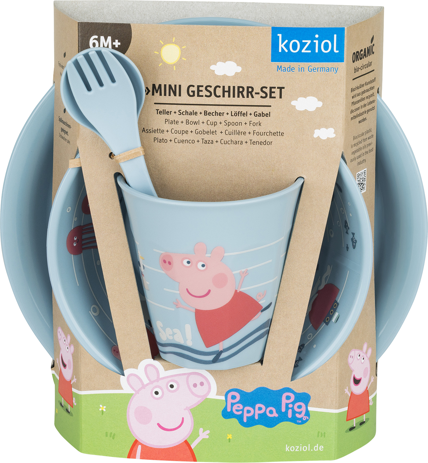 Barneservise Peppa Pig Waves 5 deler powder blue sett