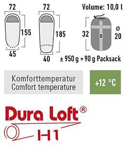 Montert Barnesovepose Tembo Vario forlengbar 155-185 cm rød/blå i campingmiljø