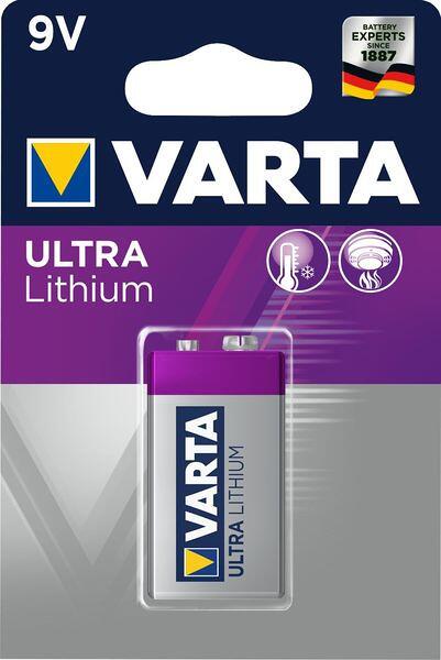 Batteri 9V-blokk Ultra Lithium 1200 mAh 1 stk - VARTA for campingbruk