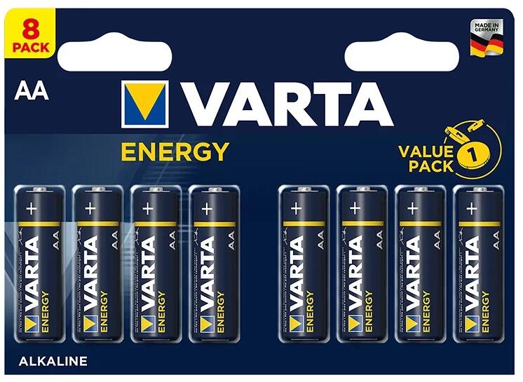 Batteri AA Energy Alkaline 1,5V 8-pakning - VARTA bakside
