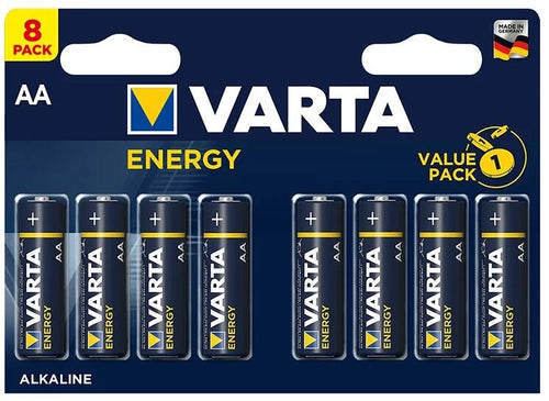 Batteri AA Energy Alkaline 1,5V 8-pakning - VARTA bakside