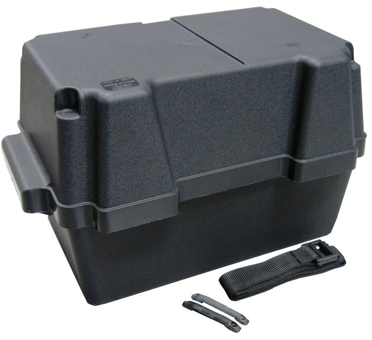 Batteriboks 43x26x26 cm svart med lokk - Gimeg for trygg batterioppbevaring
