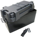 Batteriboks 47x22x25 cm grå med lokk og stropp for sikker oppbevaring