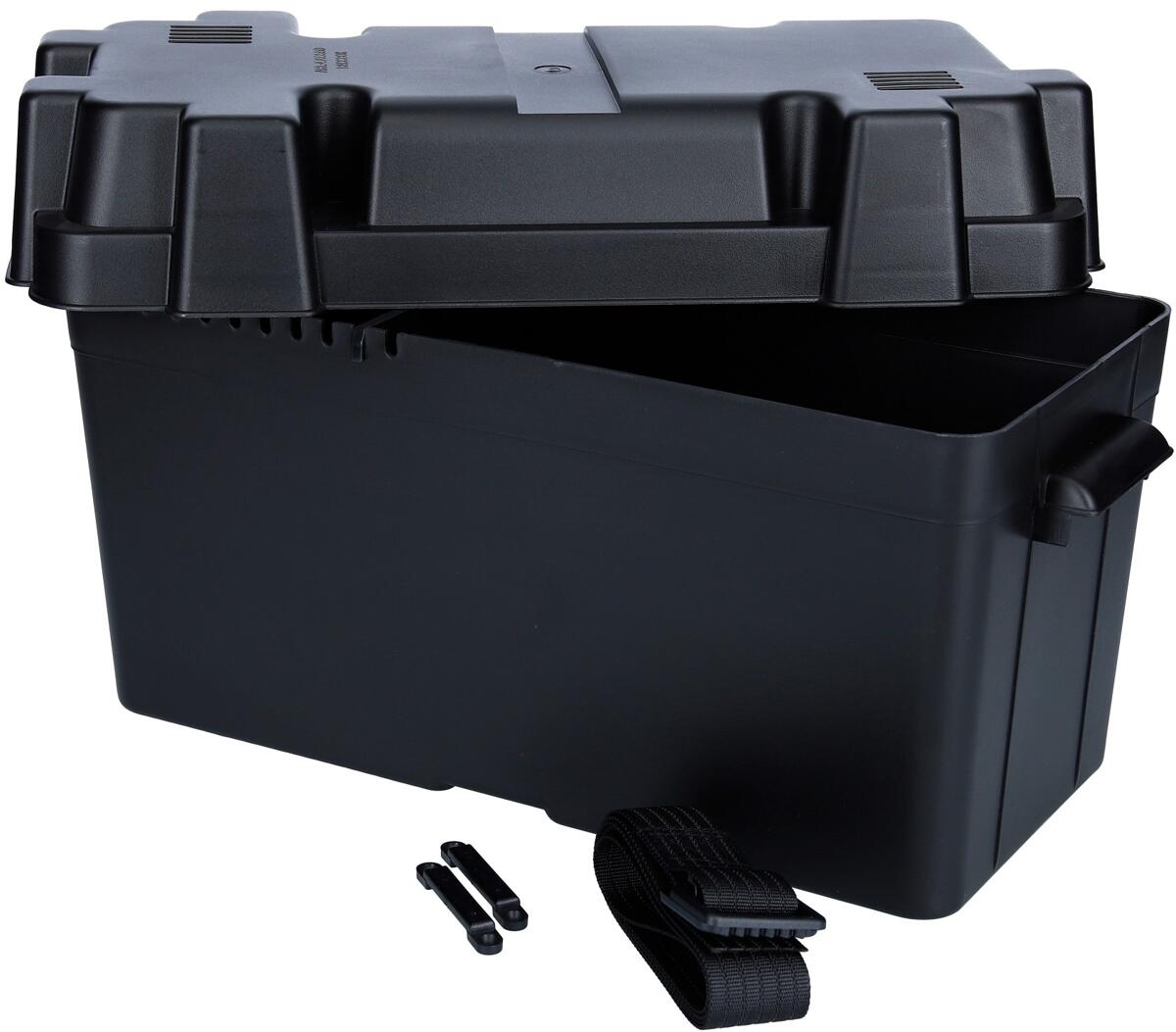 Batteriboks Battery-Guard medium 42,5x23,5x25,5 cm svart sett forfra