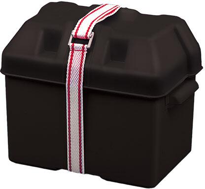 Batteriboks M svart 29x19,5x25 cm med stropp fra GES International for sikker batterioppbevaring
