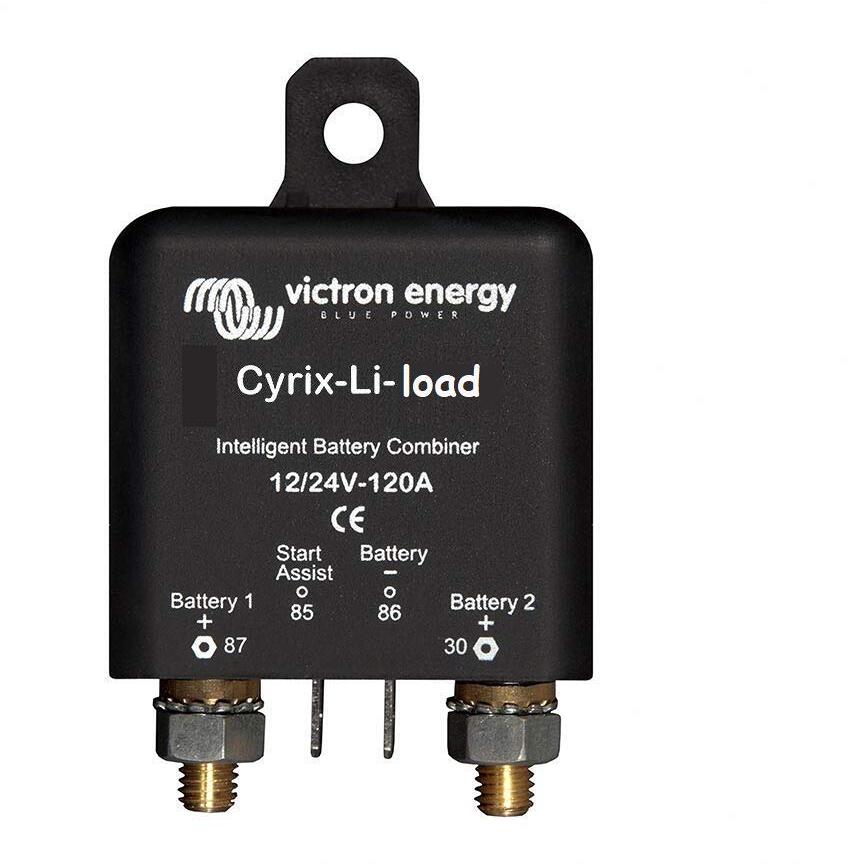 Batterikobler Cyrix Li-load 12V/24V 120A for LiFePO4 sett forfra