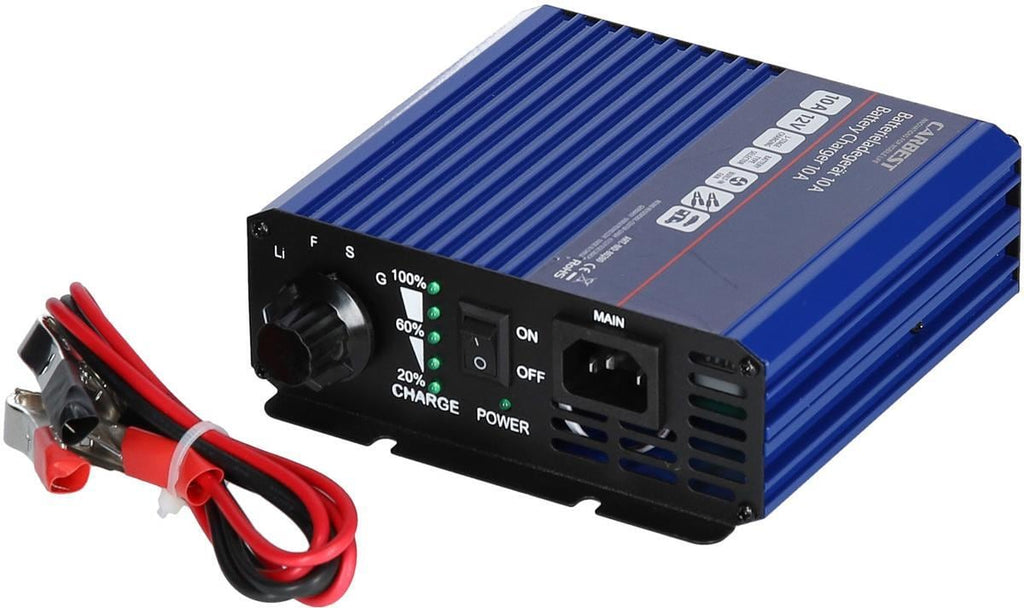 Batterilader 12V 3-trinns for LiFePO4, AGM og blybatterier Carbest forfra