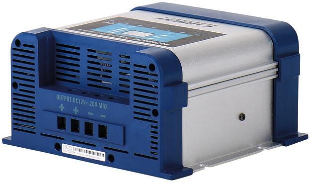 Batterilader 12V med 7-trinns ladealgoritme og 2 utganger Carbest forfra