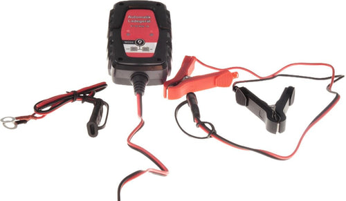 Batterilader 1A 6/12V for bil og motorsykkel 1–40 Ah fra IWH forfra