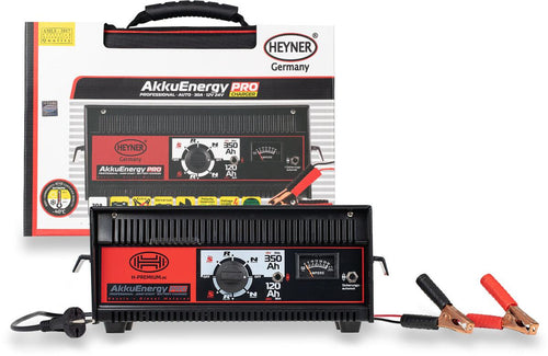 Heyner Batterilader 30A 12/24V med starthjelpfunksjon vist forfra