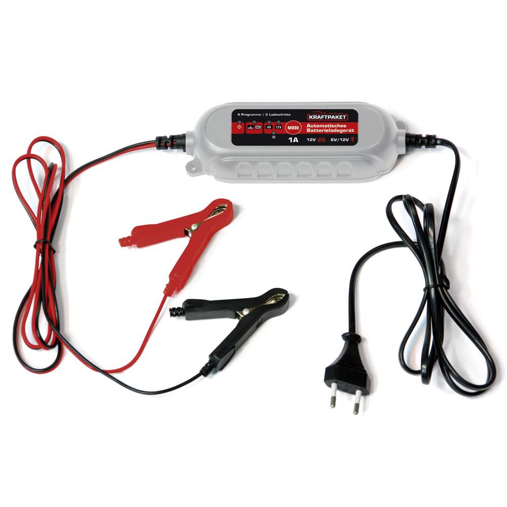 Batterilader 5-trinns 6V/12V 1A for bly- og AGM-batterier - Dino KRAFTPAKET foran