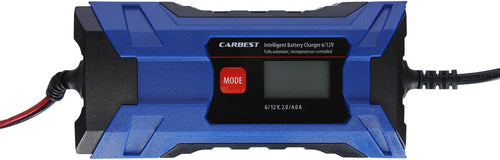 Batterilader 6/12V 4A med LCD-display og 5-trinns lading Carbest bakside