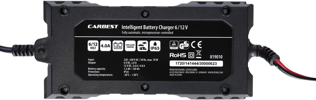 Detalj av LCD-display på Batterilader 6/12V 4A med LCD-display og 5-trinns lading Carbest