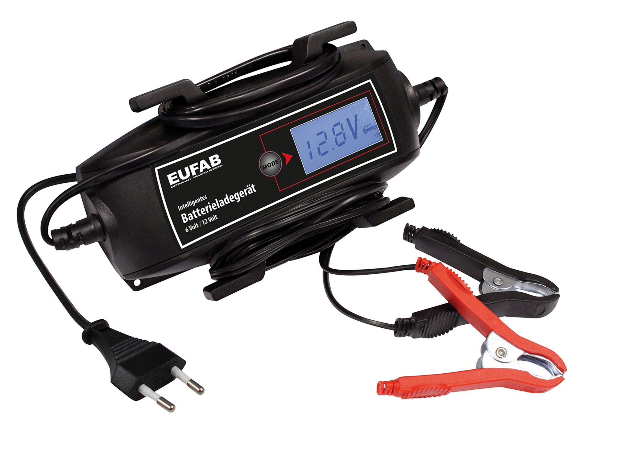 Batterilader 6/12V 9-trinns for AGM/gel/bly 465 g - Eufab forfra