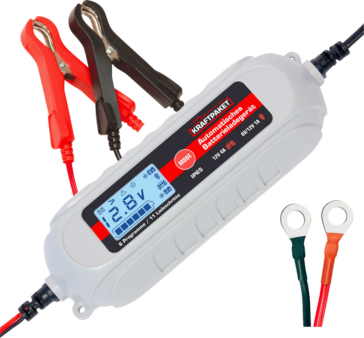 Batterilader 6V/12V 4A for WET/MF/GEL/AGM 1,2-120 Ah fra Dino Kraftpaket for campingbruk