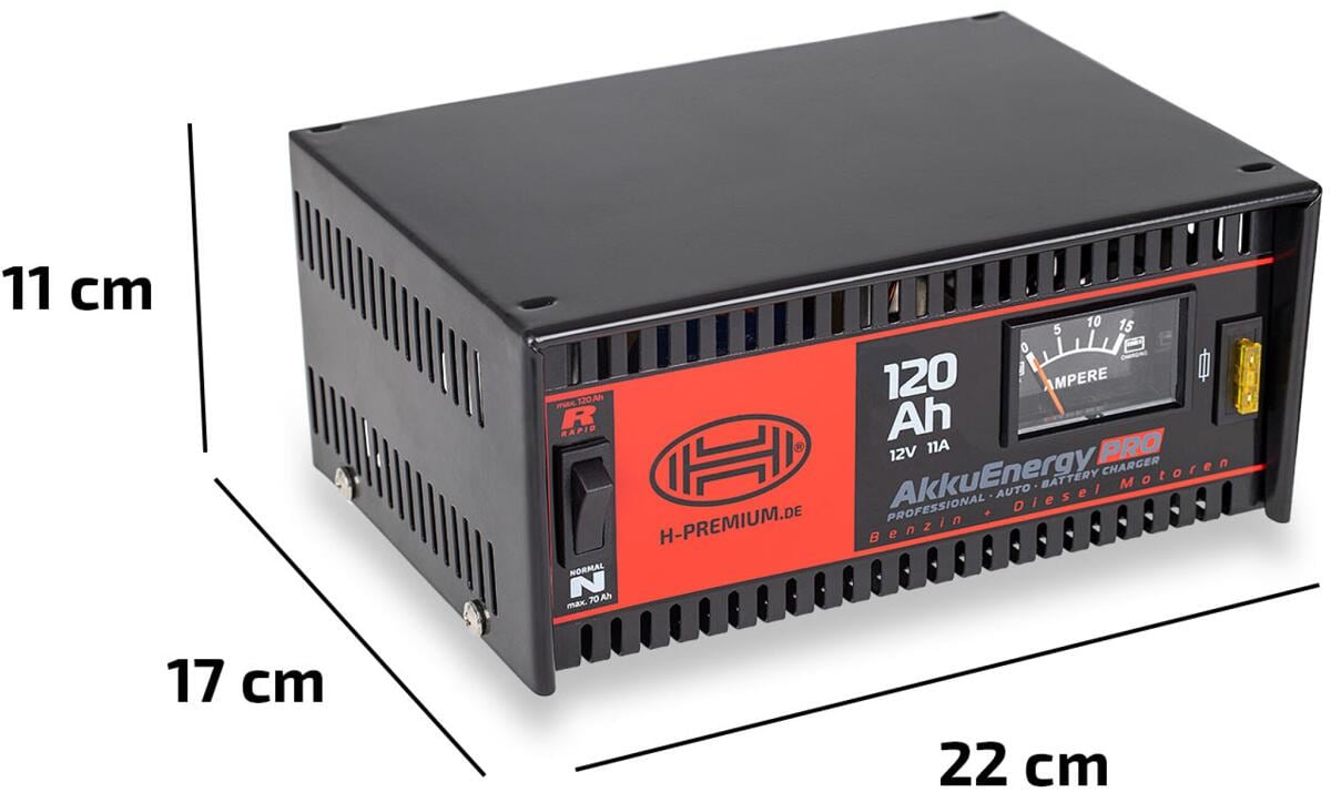 Batterilader AkkuEnergy PRO 11A 12V 18-120Ah - Heyner bakside