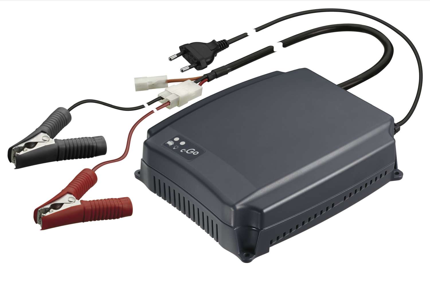 Batterilader c-Go 10A for AGM/GEL 12V 1,3 kg sett forfra