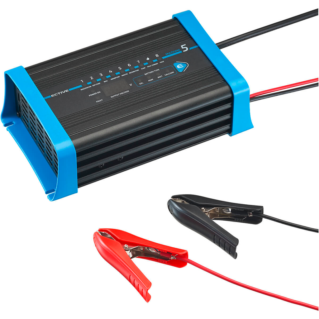Batterilader Multiload 5 åttetrinns 12V 5A forfra