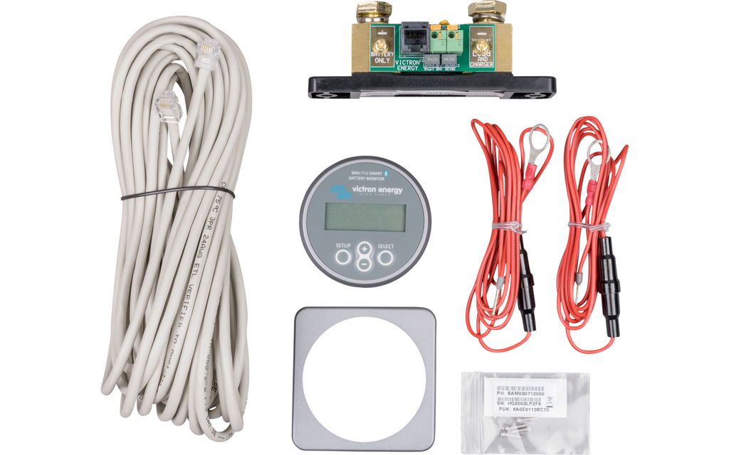 Nærbilde av display på Batterimonitor BMV-712 Smart med Bluetooth og 500 A shunt
