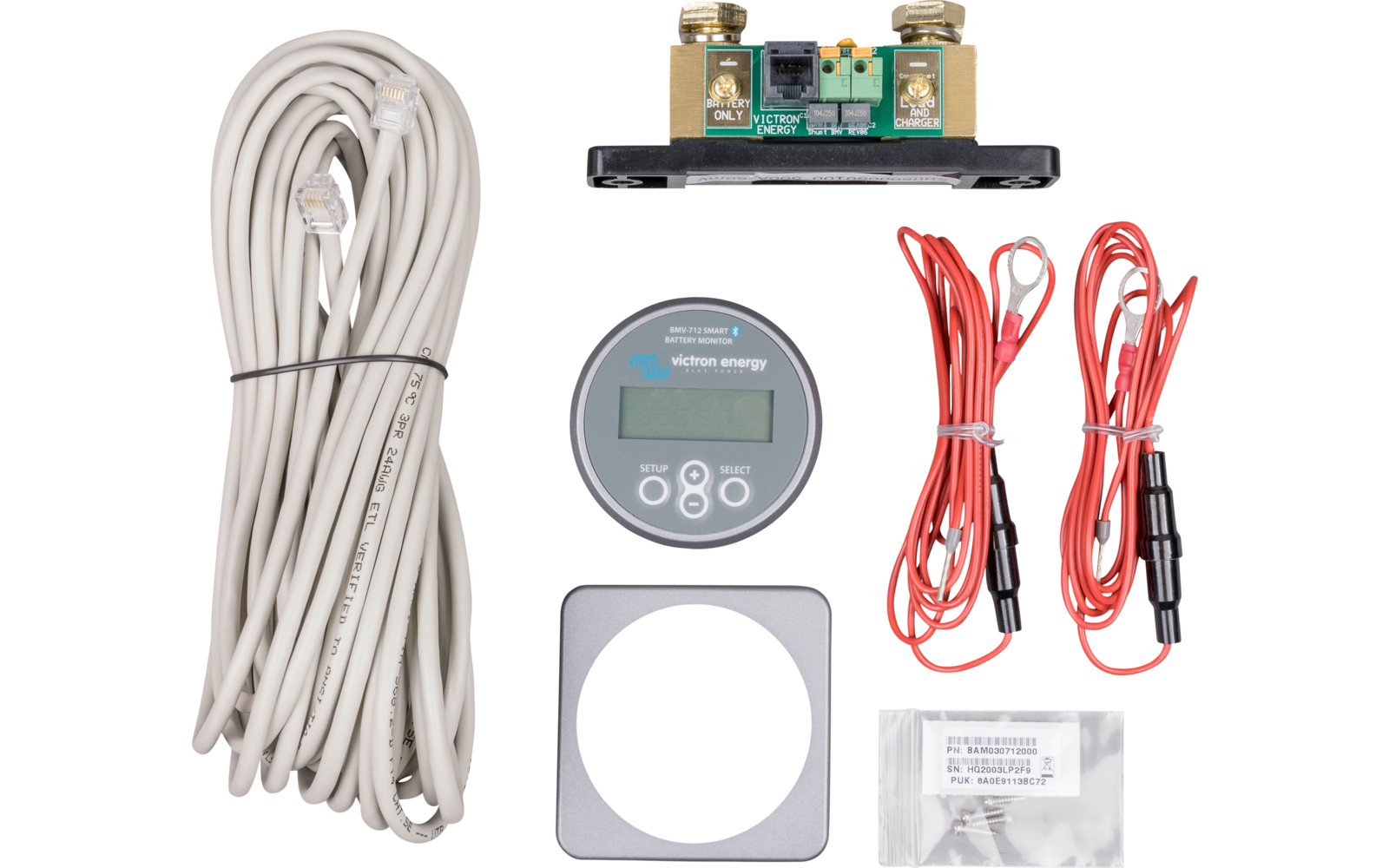 Nærbilde av display på Batterimonitor BMV-712 Smart med Bluetooth og 500 A shunt
