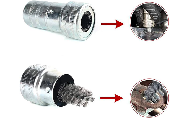Batteripolbørste med 10 fargeskiver for 6V og 12V batterier bakside