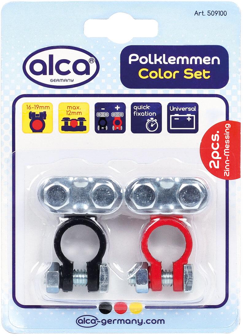 Detalj av Batteripolklemmer for 6V+12V batterier, kabel opptil 12 mm, par - Alca