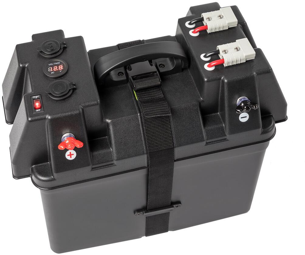 BAX110 batteriboks for 100Ah AGM/litium, 12V/USB forfra
