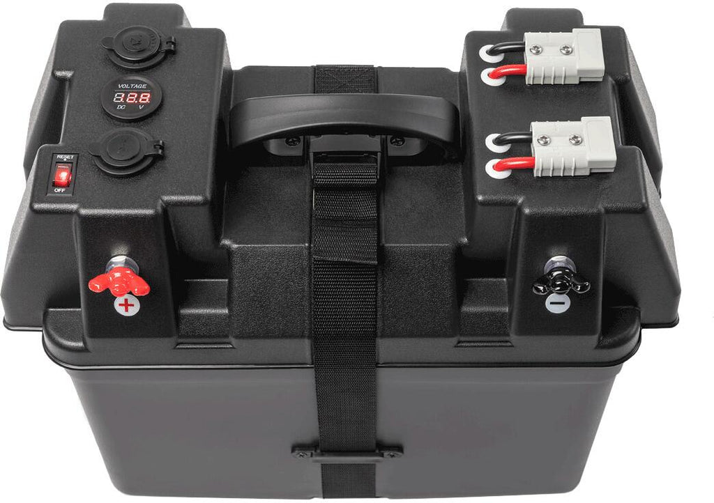 BAX110 batteriboks for 100Ah AGM/litium, 12V/USB bakside