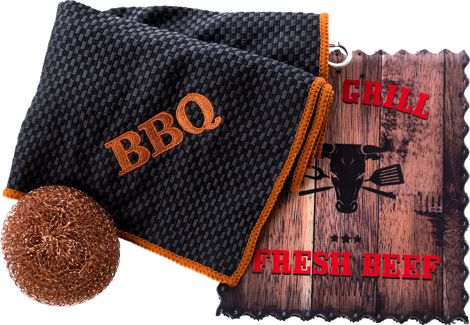 BBQ rengjøringssett 3-delt mikrofiber med kobberspiral fra rezi