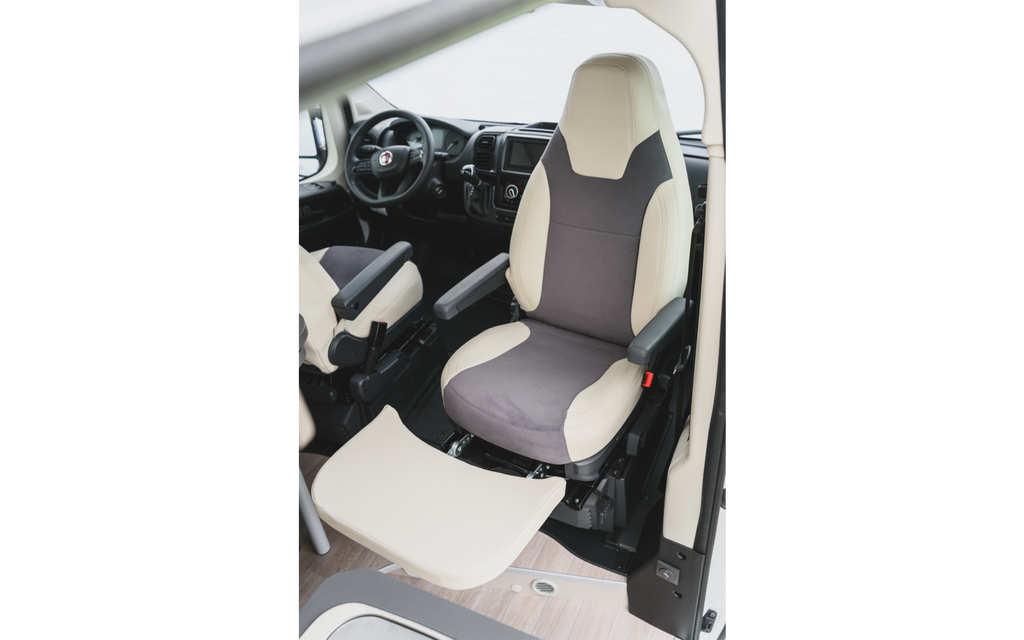 Festemekanisme under sete for Beinstøtte for bobilsete Ford Transit fra 2015, beige