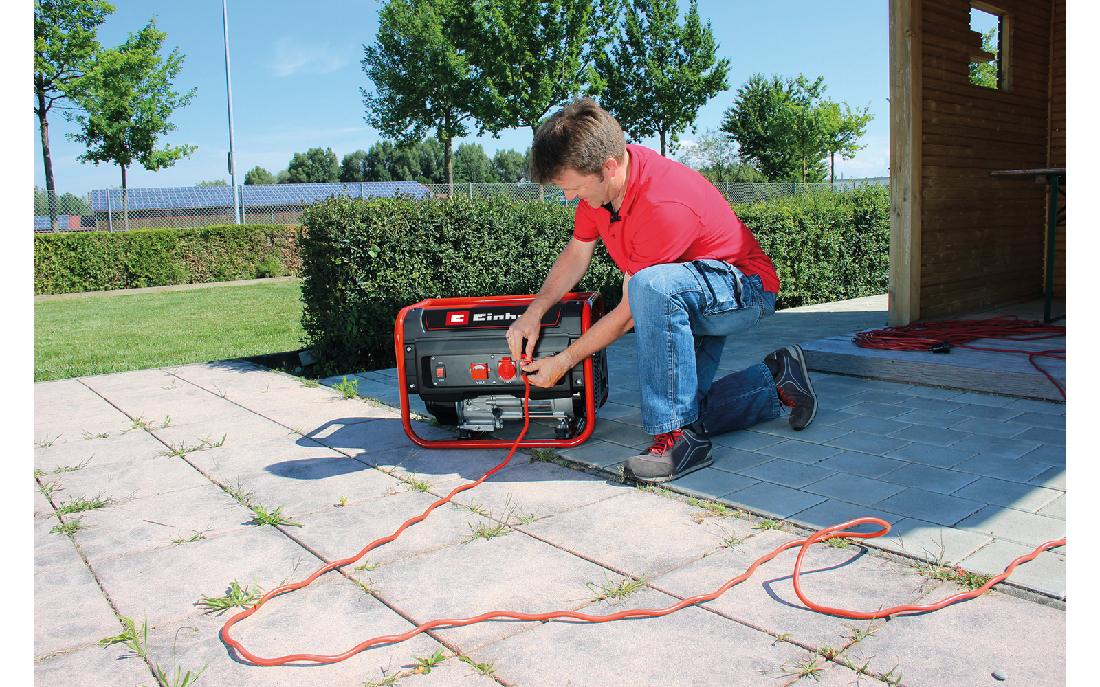 Nærbilde av kontrollpanel på bensin strømgenerator TC-PG 25/1/E5 2400 W 230 V Einhell